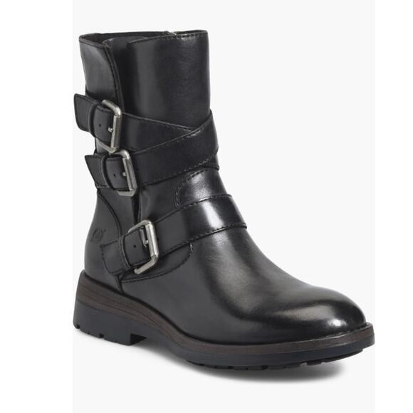 Born Mayne Black Leather Buckle Boots Size 10 US NIB Stylish Moto Comfy Boots